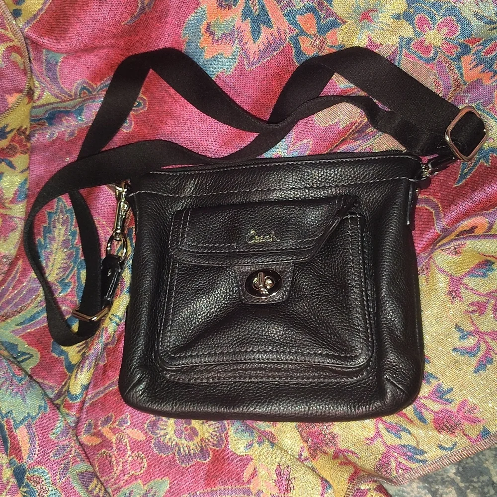 Coach Black Leather Crossbody Bag - Picture 1 of 6